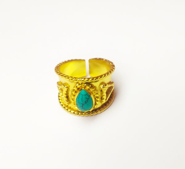 Turquoise gemstone stone Ananda Ibiza designer boho ring