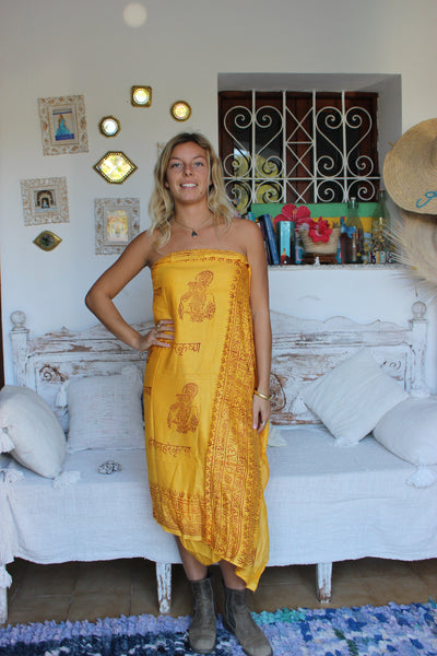 Om 🕉 big size Sarong - Pareo shawl sunshine yellow