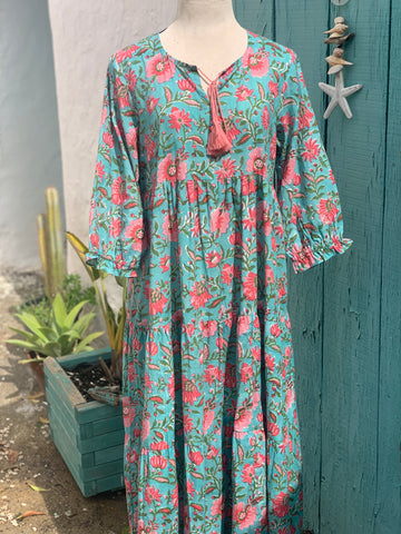 Boho dress long in a beautiful turquoise AUROBELLE IBIZA Boho dress long in a beautiful turquoise AUROBELLE IBIZA