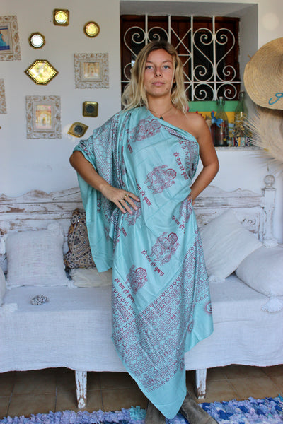 Om 🕉 big size Sarong - Pareo shawl  Ibiza turquoise