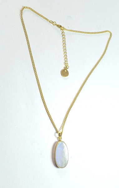 Oval ❤️  moon gemstone necklace gold