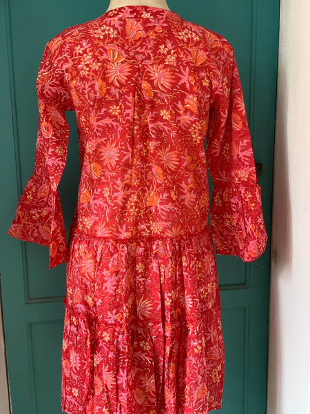 Geo  dress short red fantasy -  AUROBELLE  IBIZA