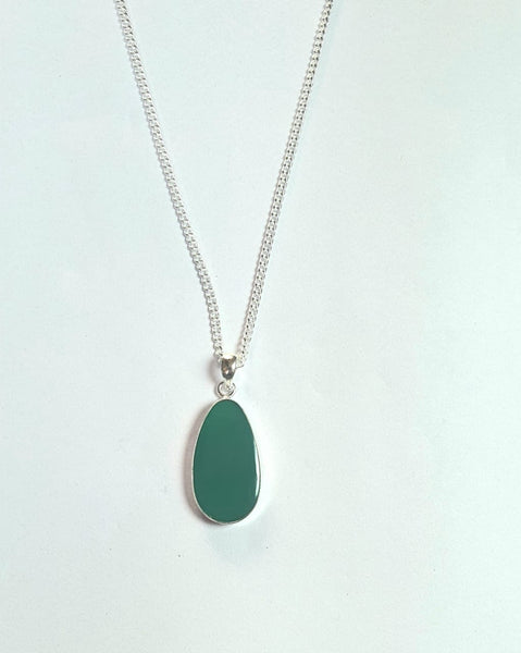Oval ❤️  gemstone necklace silver