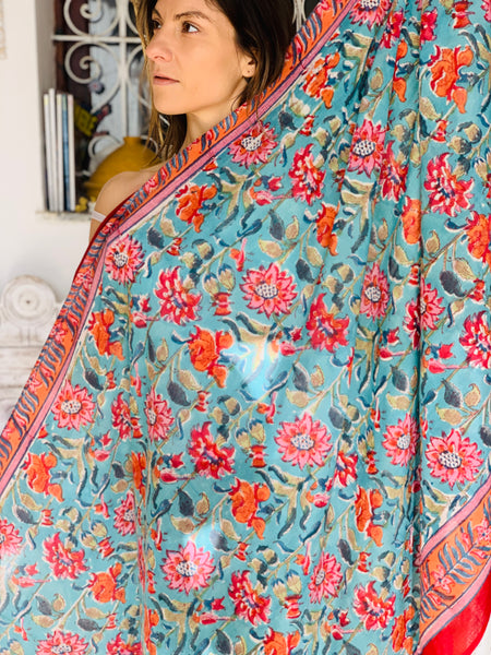 Sarong  - Pareo  - block print cotton shawl  new collection