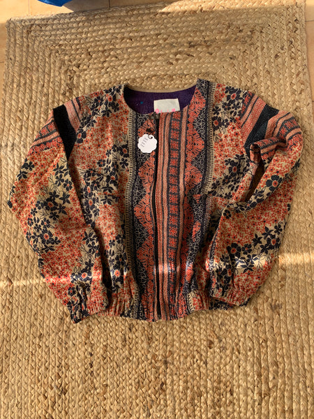 Kantha bomber jacket in vintage cotton textiles no 5