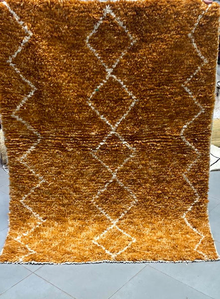 Vintage Berber Morroco carpet rugs abstract mustard yellow and white design.  6