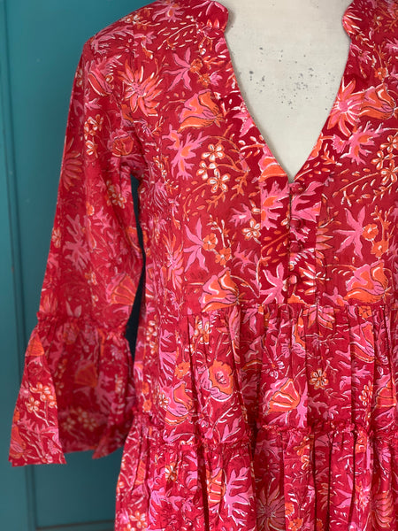 Geo  dress short red fantasy -  AUROBELLE  IBIZA