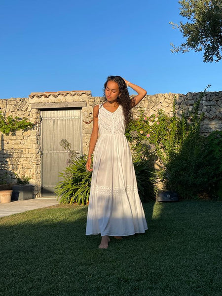 Conchita  Ibiza Hand made adlib lace dress white  boho wedding exclusives lace