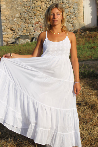 Santorin dress white super soft muslin cotton