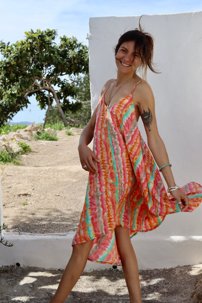 Selena silky  sexy Ibiza summer dress, beachwear , apricot silk summer dress , ibizaboho dream dress