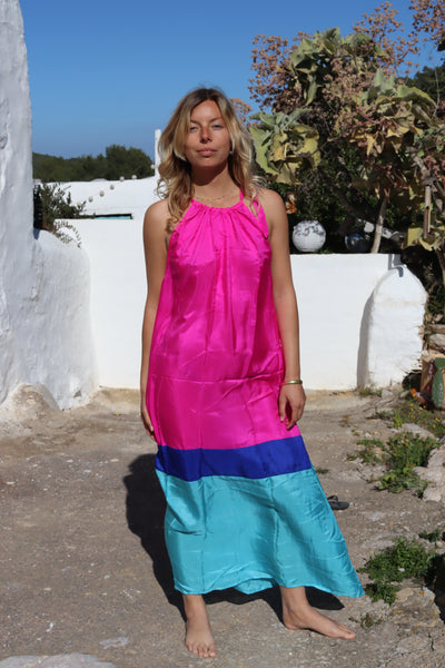 3 Colour dream 100 % organic Silk  dress
