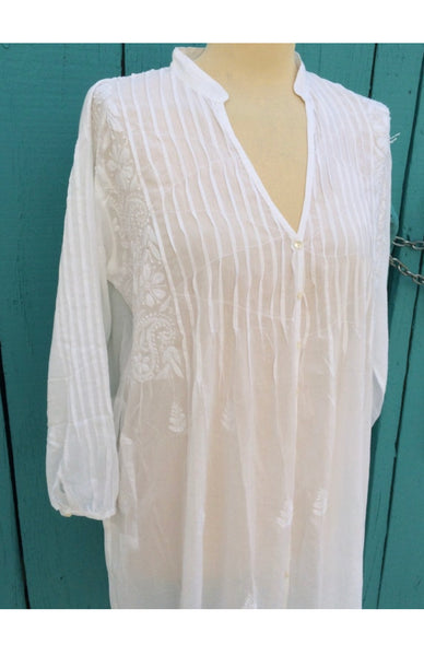 Brazilian boho blouse organic cotton white with hand embroidery ...