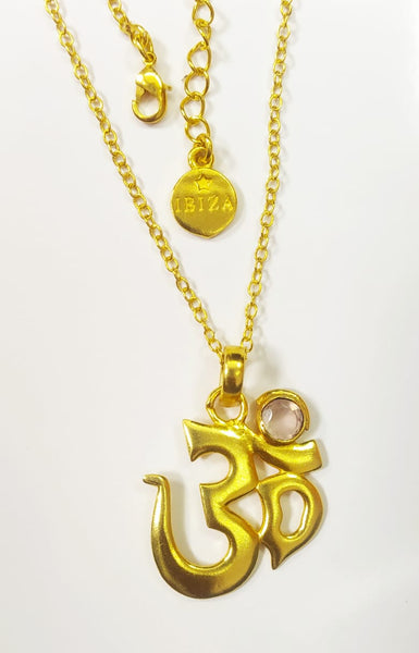 Om Necklace with healing Rose Quarz