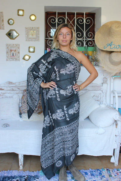 Om 🕉 big size Sarong - Pareo shawl coolest black