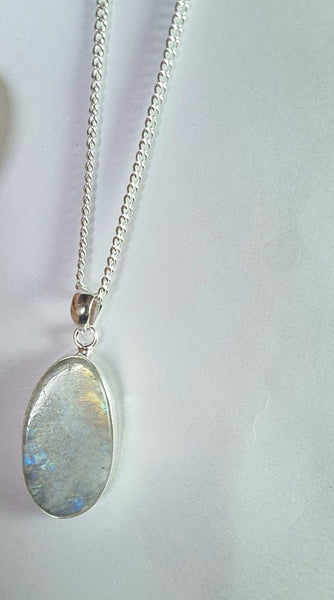 Oval ❤️  gemstone necklace silver