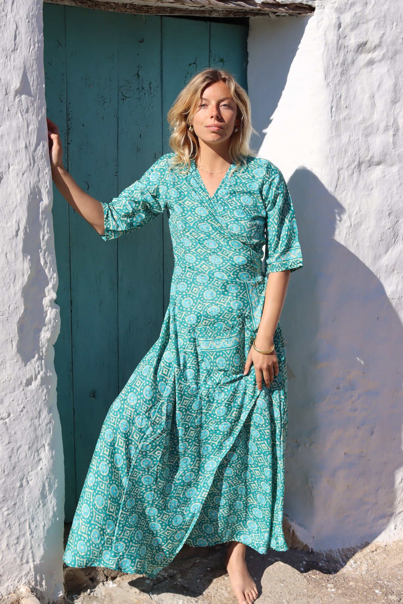 PUSHKAR PRINCESS WRAP DRESS emerald green AUROBELLE IBIZA