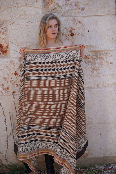 Big size Bagru Sarong  - Pareo  - block print cotton shawl  new collection