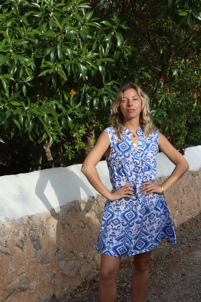 Aisha sleeveless Ibiza summer dress  cotton