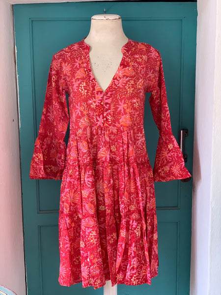 Geo  dress short red fantasy -  AUROBELLE  IBIZA
