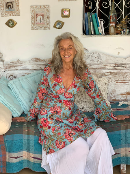 Fiona  pinky bohemian hippie chic dress in cotton