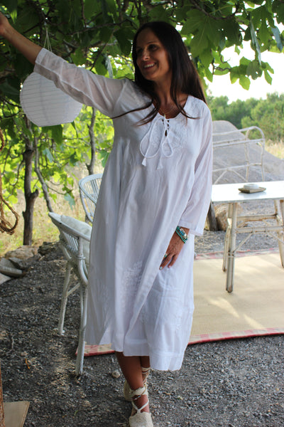 Mughal  dress , softest muslin cotton  in Ibiza white  color