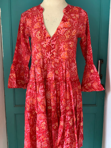 Geo  dress short red fantasy -  AUROBELLE  IBIZA