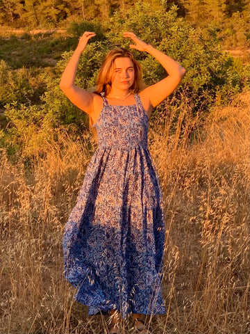 Lulu – Indigo Floral Halter Dress