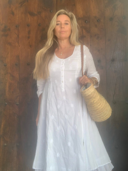 Maledives White dress in finest organic muslin cotton , resortwear, white boho wedding dress , Ibiza white