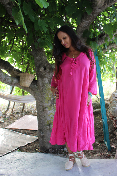 Mughal  dress , softest muslin cotton  in hot pink   color