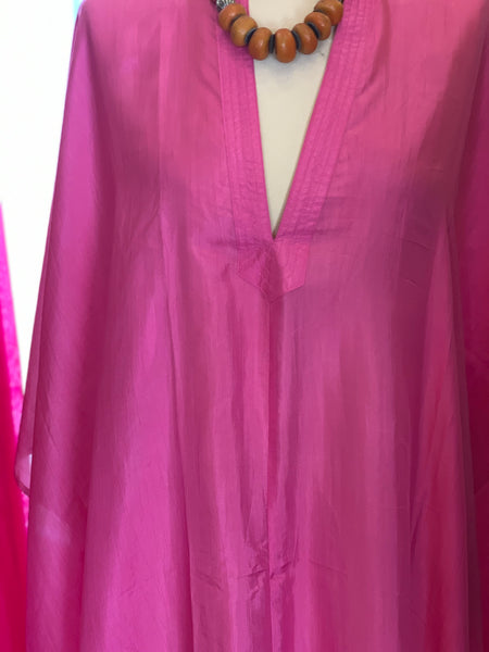 Exclusive luxury Silk kaftan - Rose & 0range  of Ibiza