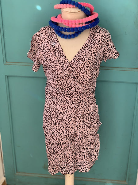 Kids wrap dress pink leopard - AUROBELLE IBIZA