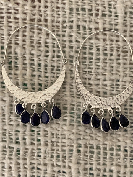 Lapislazuli gemstone designer earrings - AUROBELLE IBIZA