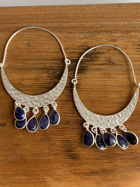 Lapislazuli gemstone designer earrings -  AUROBELLE  IBIZA