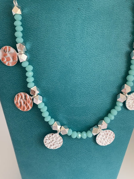 Light turquoise gemstone designer necklace -  AUROBELLE  IBIZA