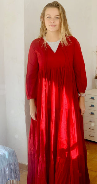 LOVE DRESS RED- dream Ibiza boho maxi dress - AUROBELLE IBIZA