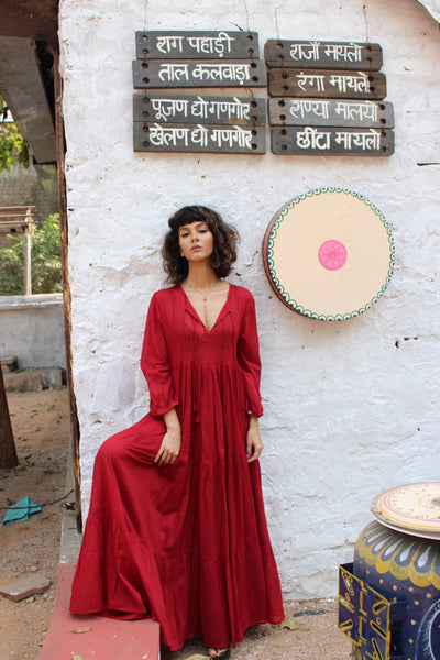 LOVE DRESS RED- dream Ibiza boho maxi dress - AUROBELLE IBIZA