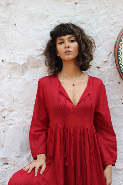 LOVE DRESS RED- dream Ibiza boho maxi dress - AUROBELLE IBIZA