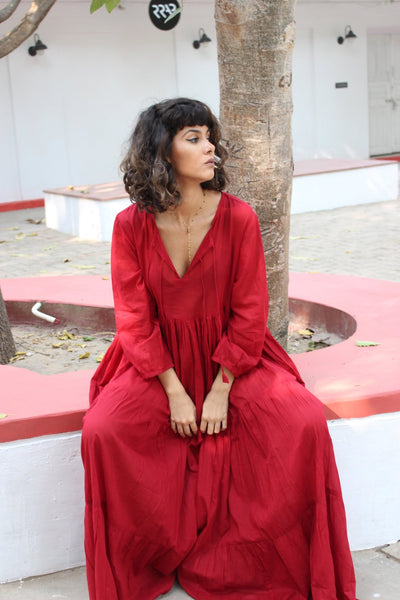 LOVE DRESS RED- dream Ibiza boho maxi dress - AUROBELLE IBIZA