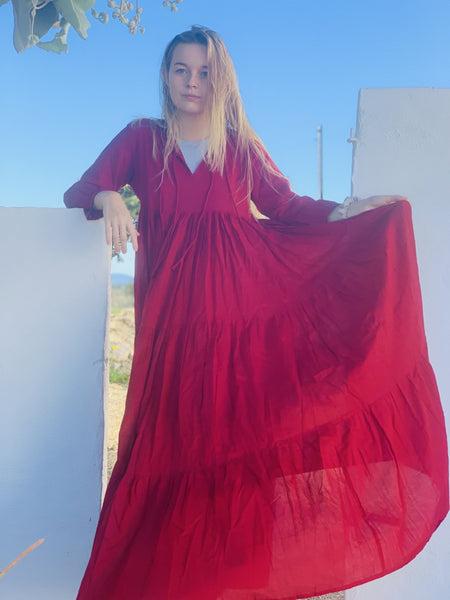 LOVE DRESS RED- dream Ibiza boho maxi dress - AUROBELLE IBIZA