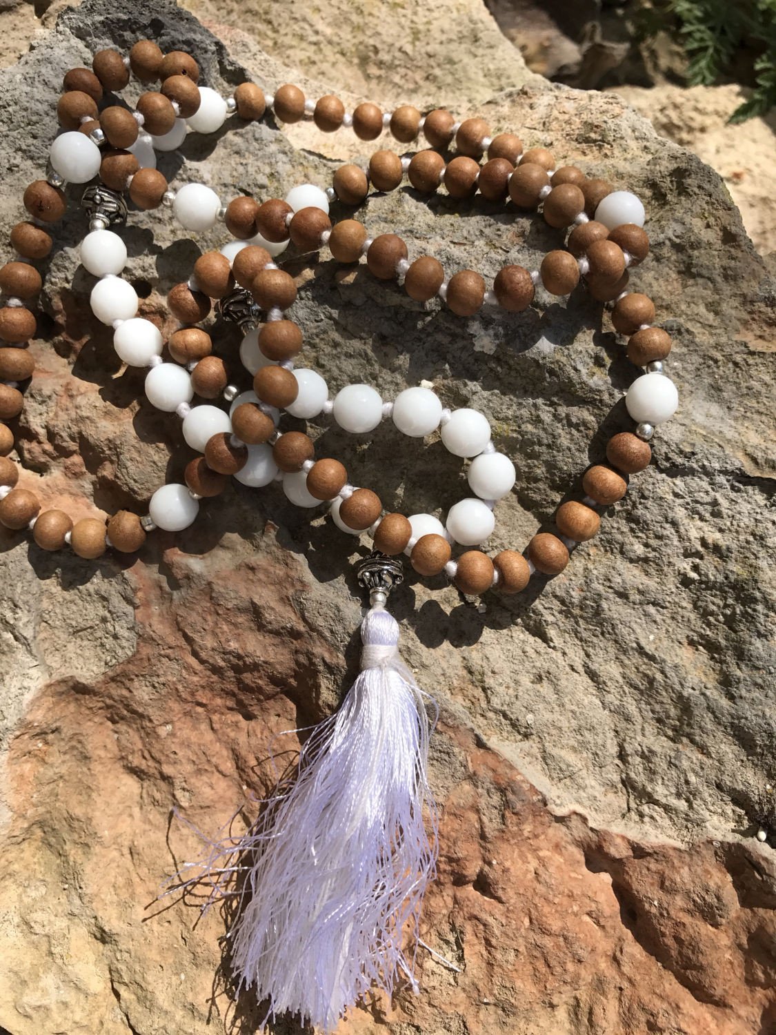 Silver deals beads mala