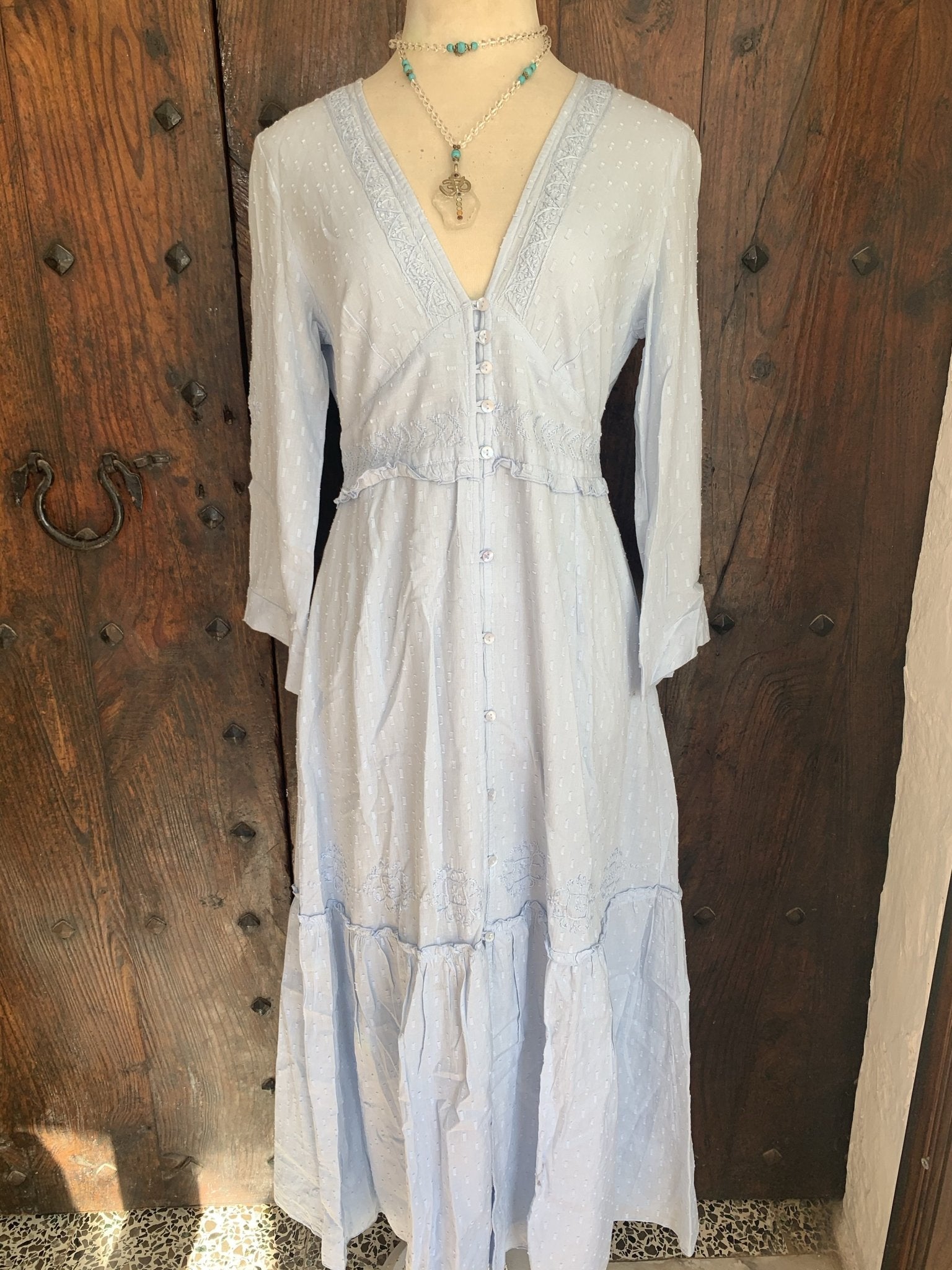 Light blue boho outlet dress