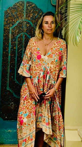 Mama Bali beautiful dress sandy beige - AUROBELLE IBIZA