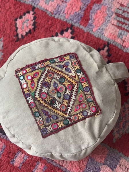 Meditation cushion with ethnic Indian embroidery no 2 -  AUROBELLE  IBIZA