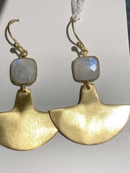 Moon stone. gemstone designer earrings -  AUROBELLE  IBIZA
