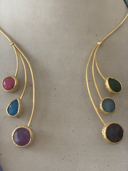 Multi gemstone designer necklace -  AUROBELLE  IBIZA