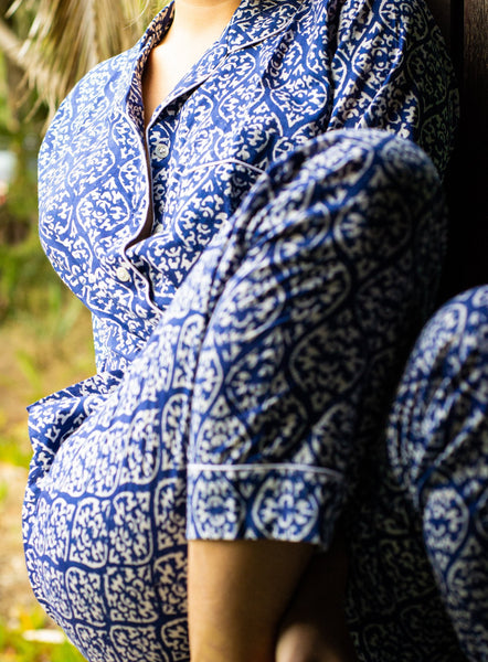 Pyjama set made with hand block print cotton - AUROBELLE IBIZA