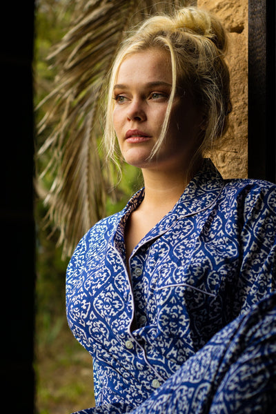 Pyjama set made with hand block print cotton - AUROBELLE IBIZA