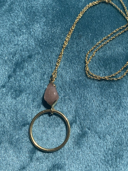 Rose quartz gemstone designer necklace -  AUROBELLE  IBIZA