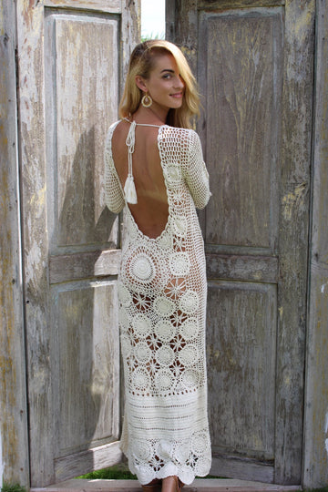 Outfit Boho Crochet Clothing Beautiful ?Crochet Dress XS White