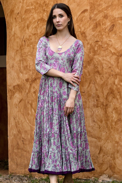 SANTA FE 3/4 sleeve pinky , boho fashion bohemian ethic dress , boho dress - AUROBELLE IBIZA